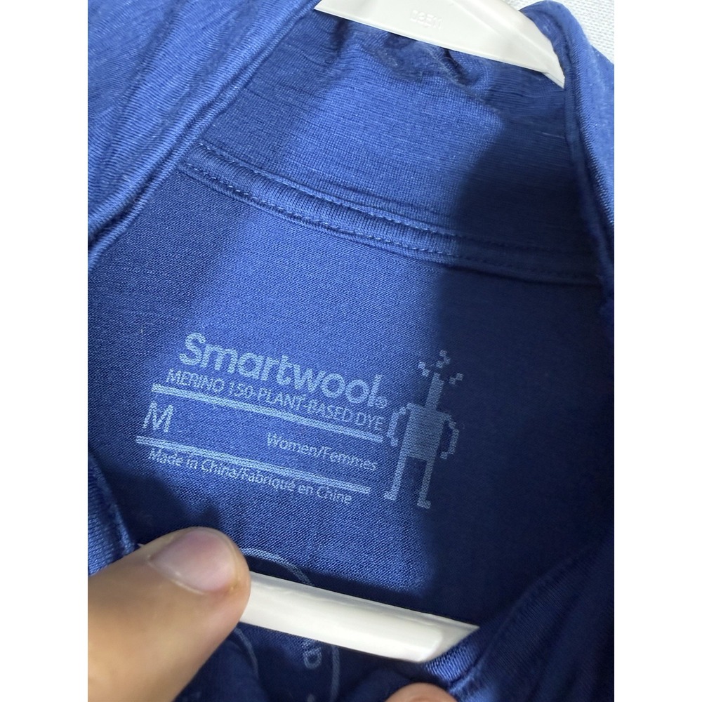 Smartwool Merino 150 Shirt Womens Medium Blue 1/4 Zip Long Sleeve Base Layer - Picture 3 of 8
